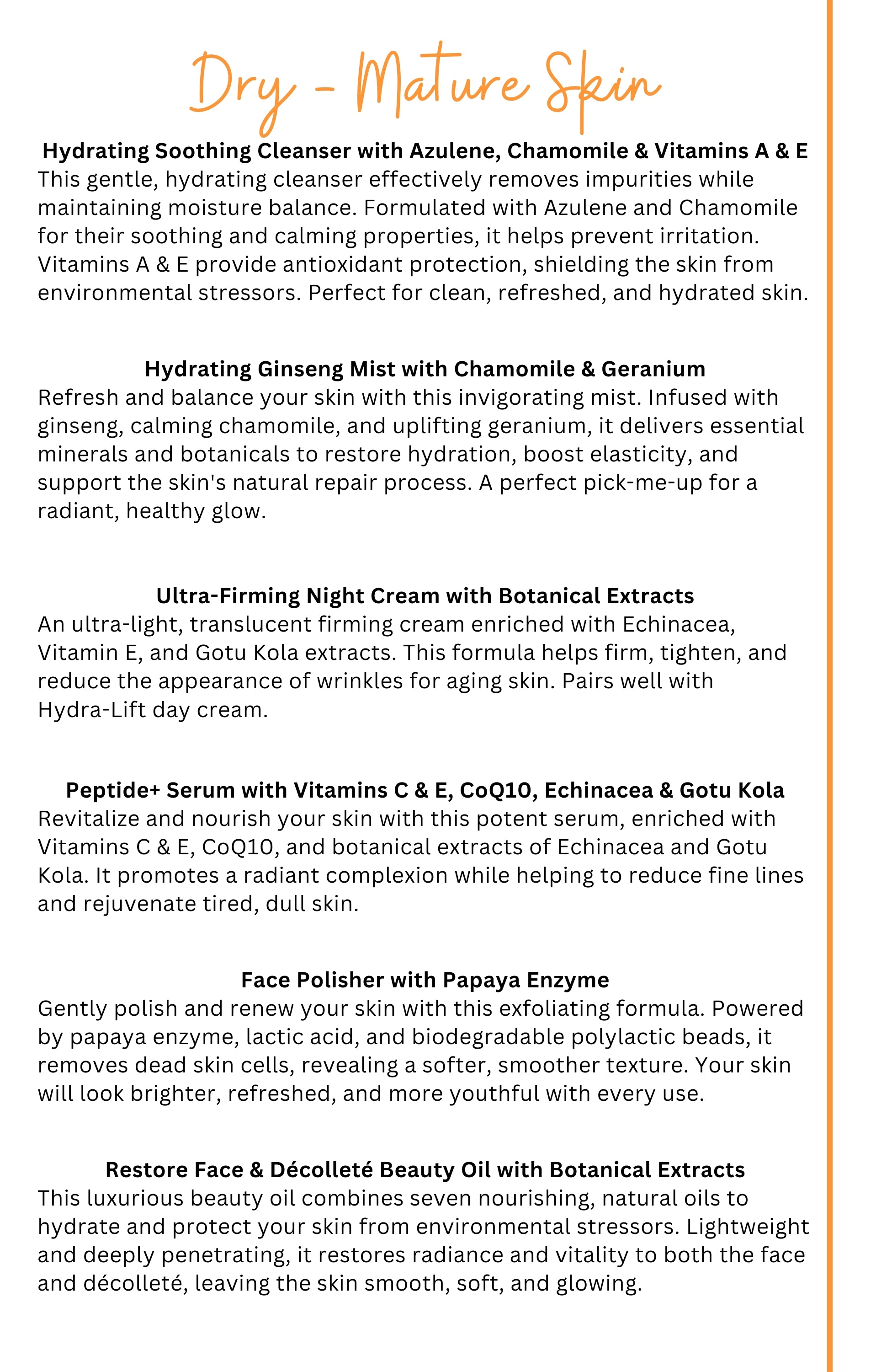Radiant GLOW Collection, DRY - MATURE Skin